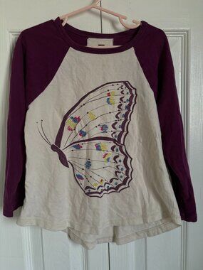 Tea Collection Top  Butterfly Raglan Graphic Tee  Size 6